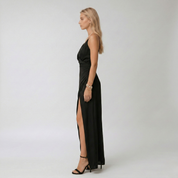 Ysabel Montgomery | Satin Long Slit Wrap Wedding Dress