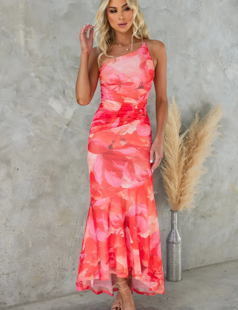 Zora Whitfield | Floral Ruched Midi Dress