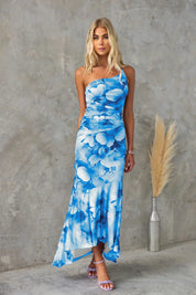 Zora Whitfield | Floral Ruched Midi Dress