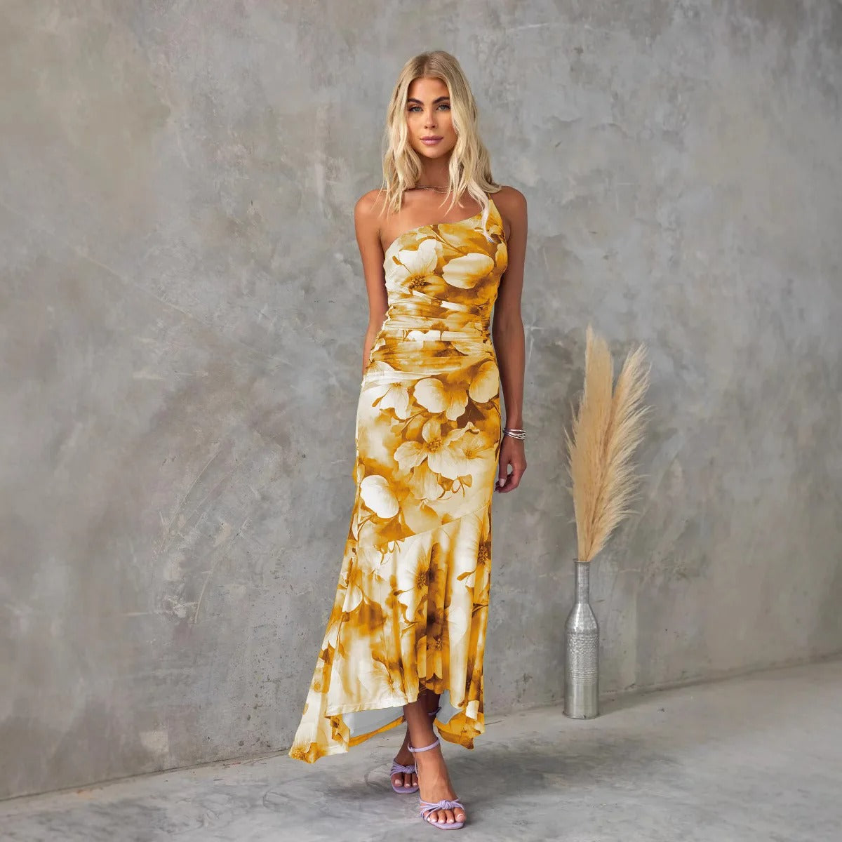 Zora Whitfield | Floral Ruched Midi Dress