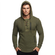 Miles Sutcliffe | Vintage Lace-Up Hoodie With Zip Pocket