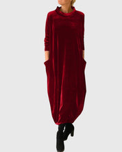 Beatrice Fairfax | Velvet Maxi Dress With Mock Neck