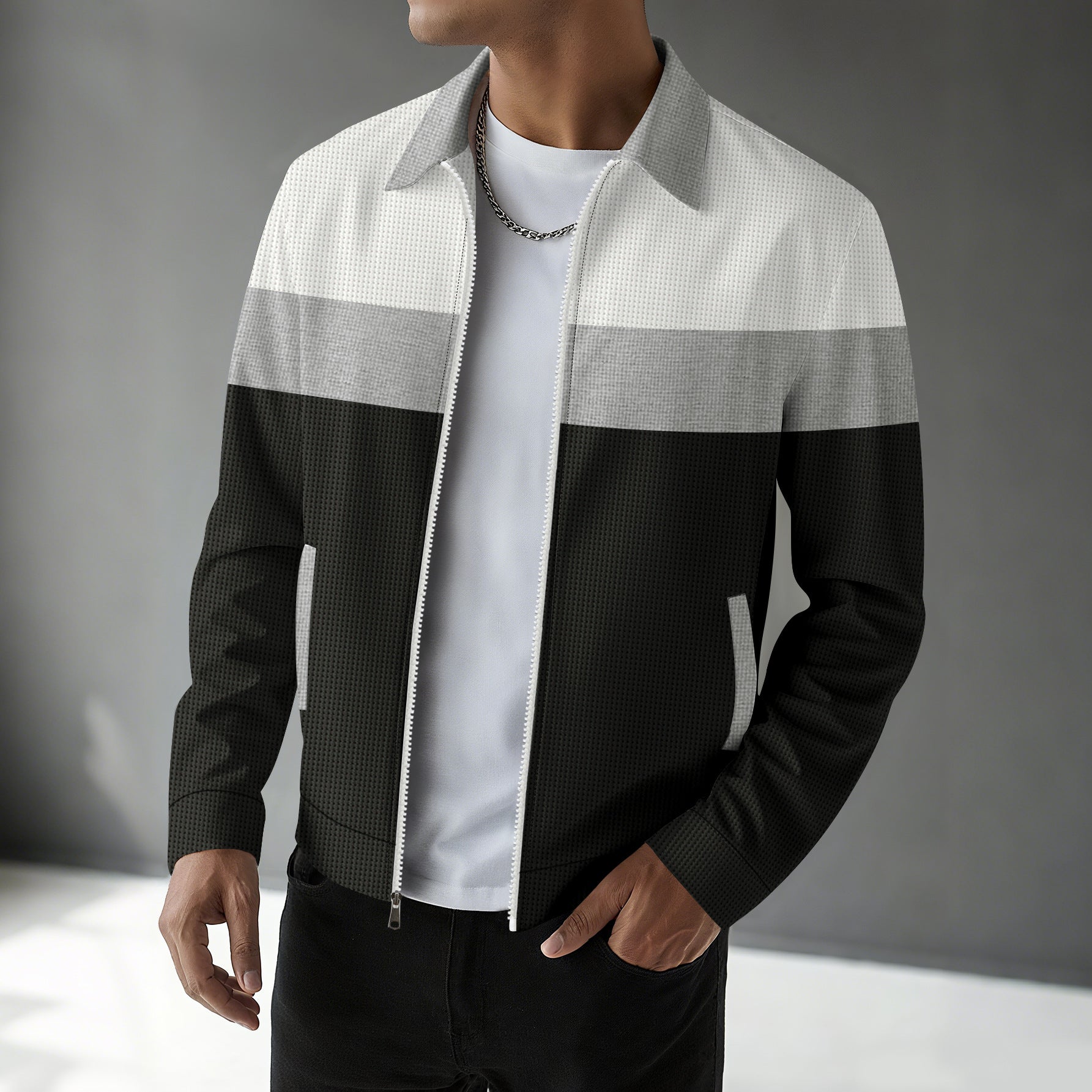 Adam Sherwin | Colorblock Zip Jacket With Notched Collar