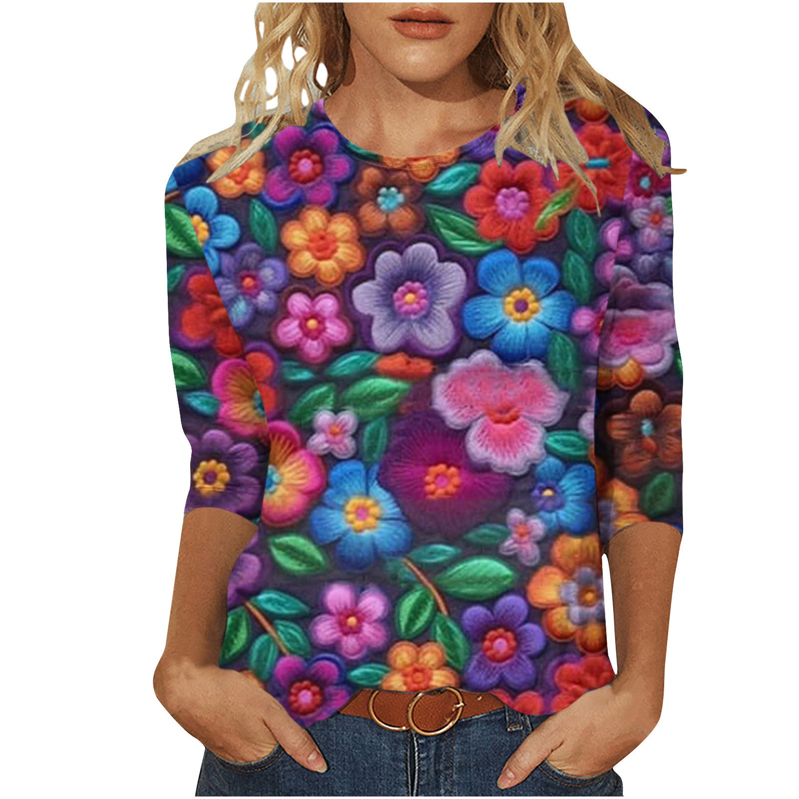 Rosie Fairbank | T-shirt z kwiatowym nadrukiem 3D