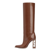 Cecily Vert | Bottes montantes à bout carré et talon épais