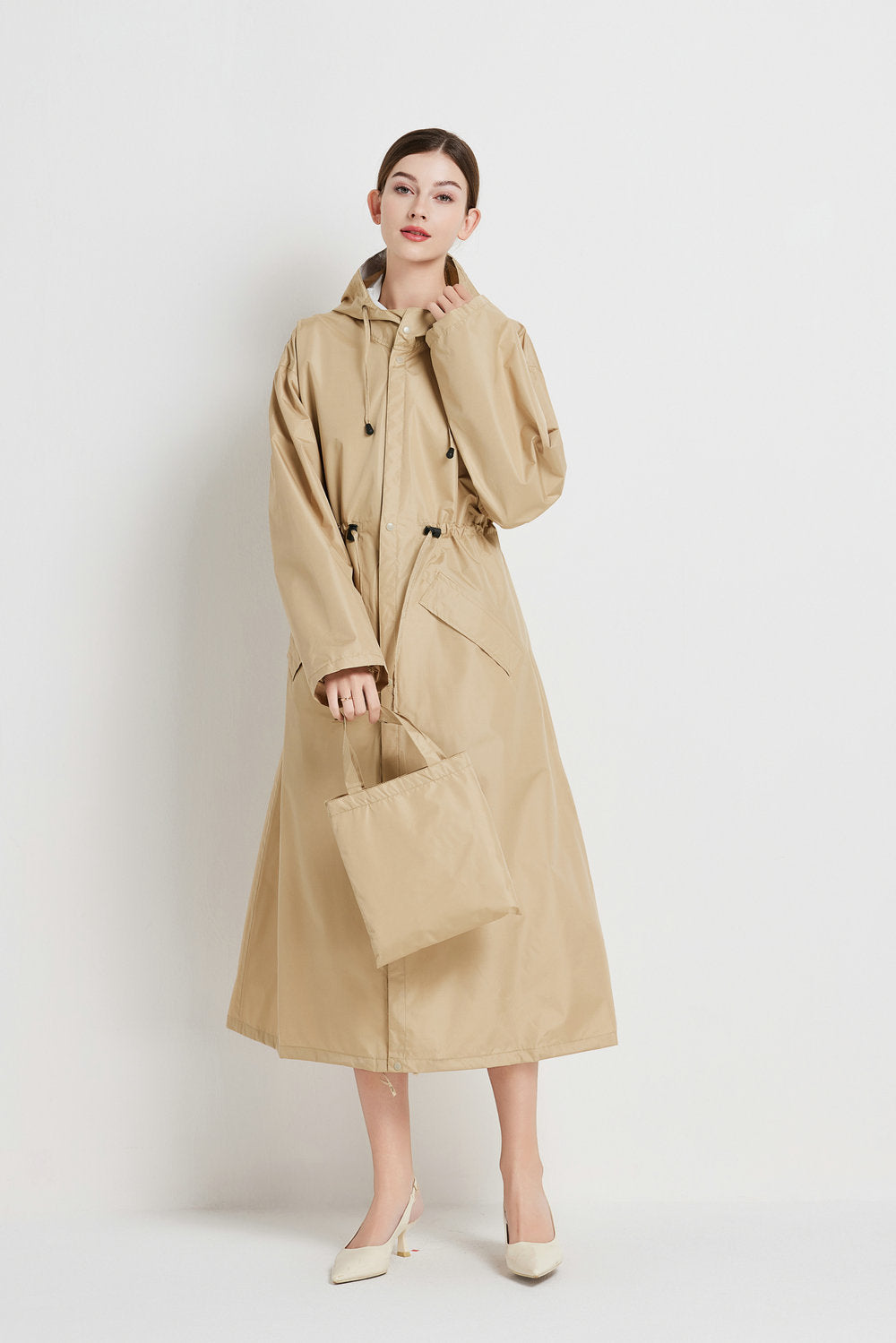 Poppy Evans | Imperméable mi-long à capuche pour femme, jaune soleil