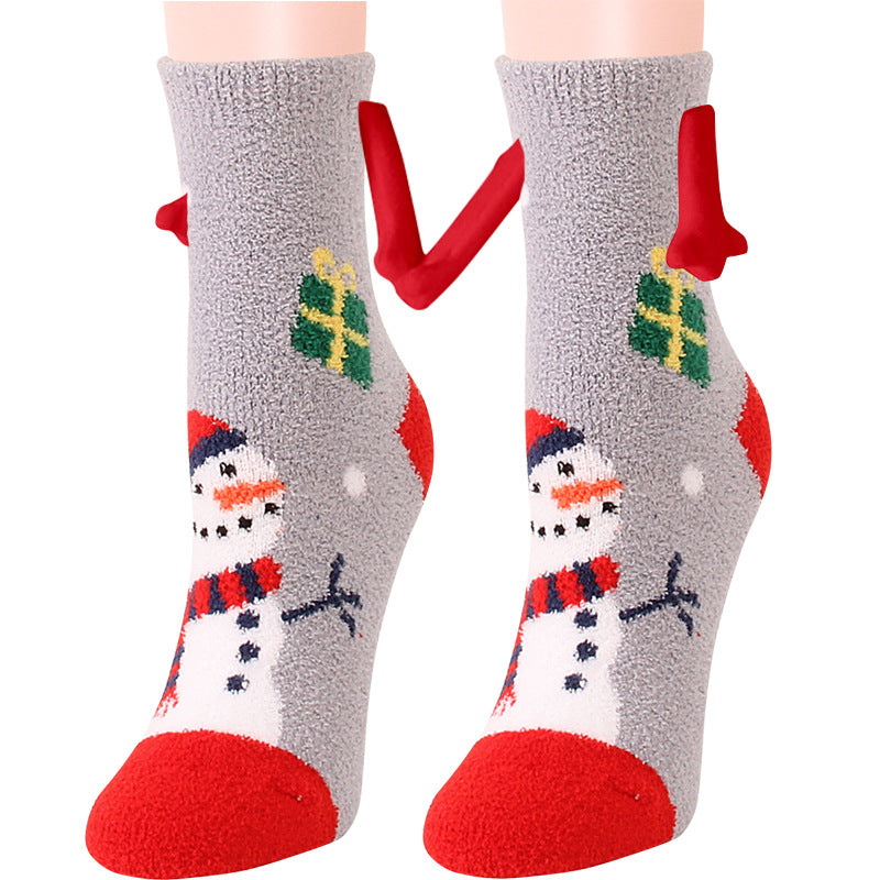 Toasty Toes | Czerwone świąteczne skarpetki damskie z nadrukiem Świętego Mikołaja