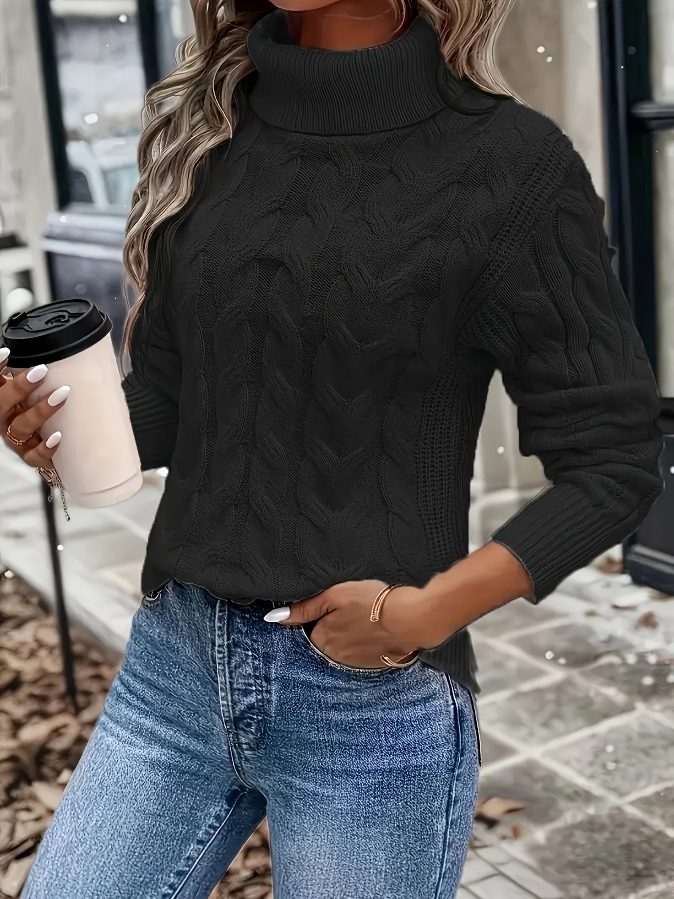 Fenella Sutherland | Cozy Cable-Knit Turtleneck Sweater