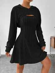 Emily Jones | Hooded Ribbed Knit Mini Dress Set