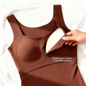 Victoria Wells | Built-In Bra Tank Top in Warm Mocha