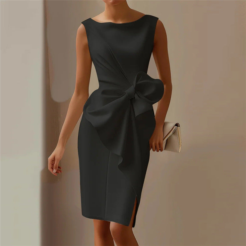 Vivienne Lacroix | Bow Detail Midi Dress Sleeveless Elegance