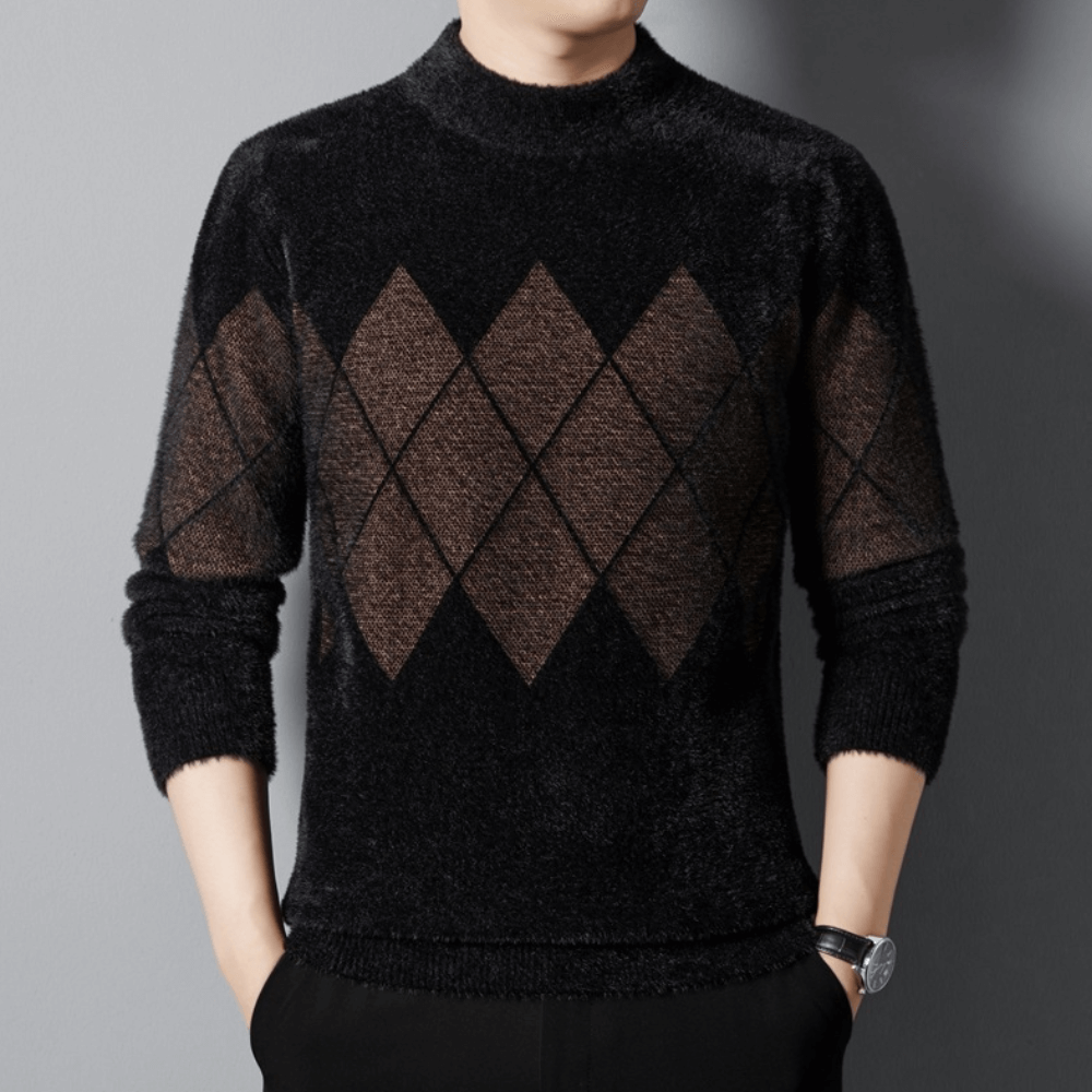 Percy Ellison | Argyle Mock Neck Sweater