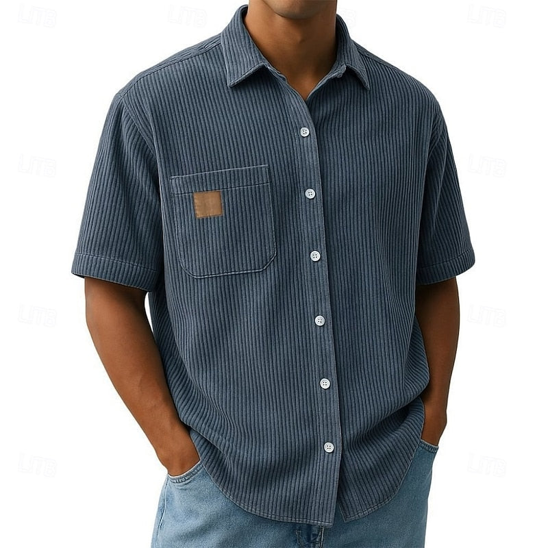 Wyatt Harrison | Relaxed Ribbed-Texture Shirt in Soft Blue