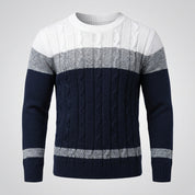 Alfred Kendall | Colour-Block Cable Knit Crew Neck Jumper