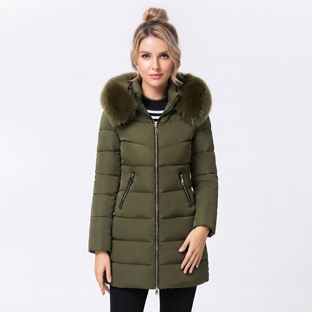 Amelia Jones | Faux Fur Hood Padded Puffer Jacket