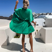 Lucia Fervante | Flowy Wrap Mini Dress in Sage Green with Draped Waist