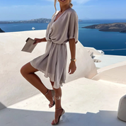 Lucia Fervante | Flowy Wrap Mini Dress in Sage Green with Draped Waist