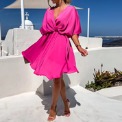 Lucia Fervante | Flowy Wrap Mini Dress in Sage Green with Draped Waist
