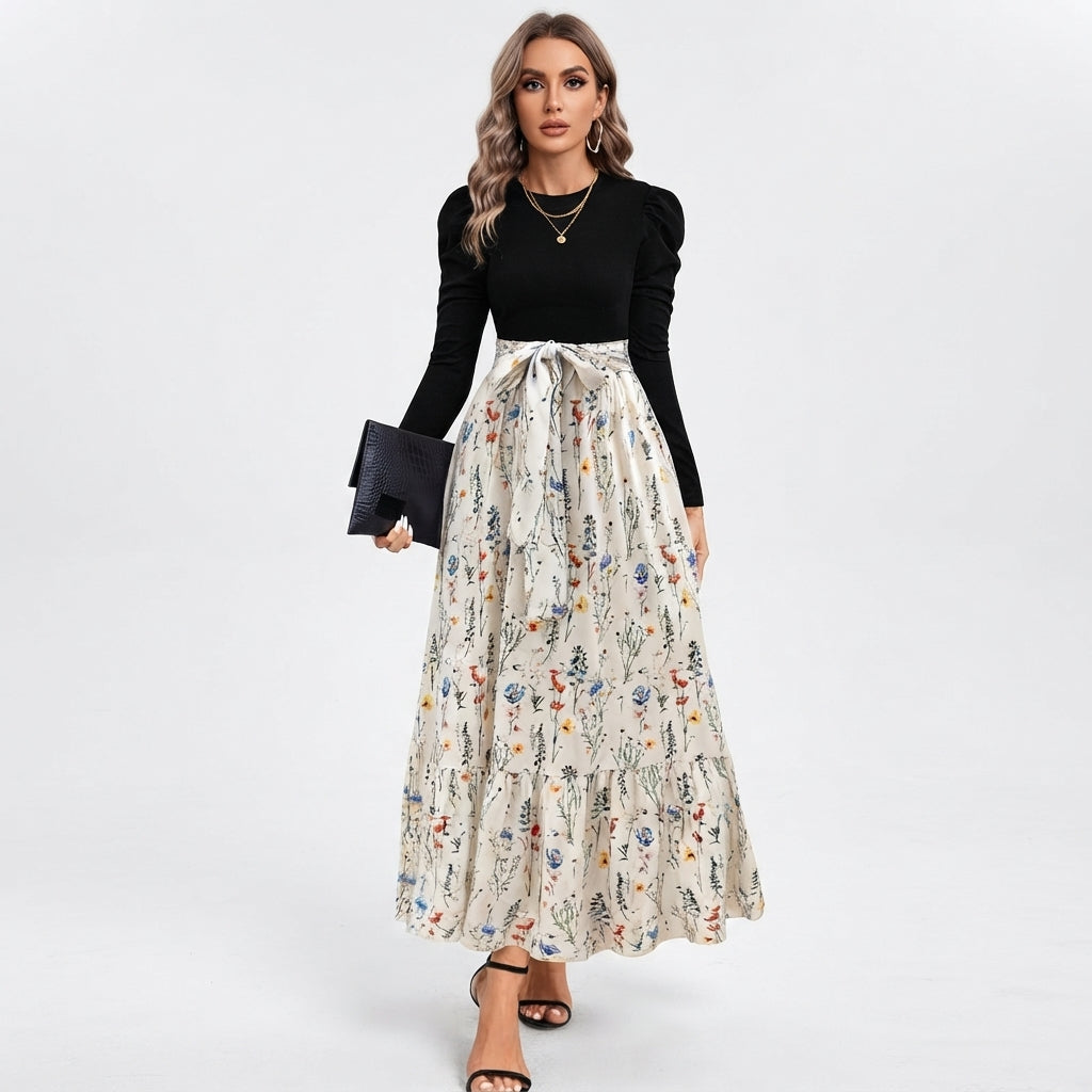Araminta Brown | Robe longue trapèze à imprimé floral