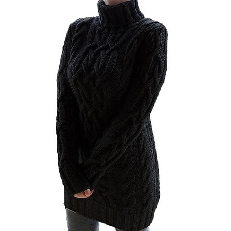 Phoebe Harrison | Cable-Textured Turtleneck Sweater Dress