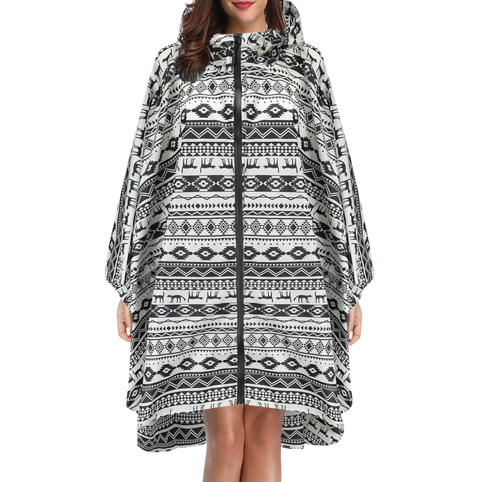 Cecily Turner | Printed Hooded Rain Poncho | Waterproof Statement Coat