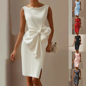 Vivienne Lacroix | Bow Detail Midi Dress Sleeveless Elegance