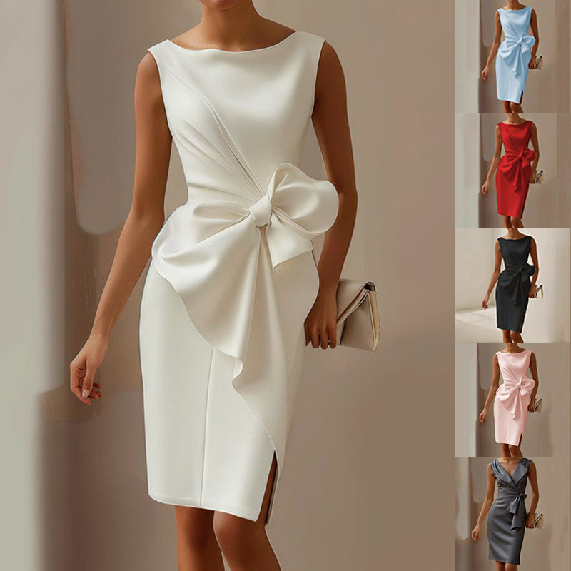 Vivienne Lacroix | Bow Detail Midi Dress Sleeveless Elegance
