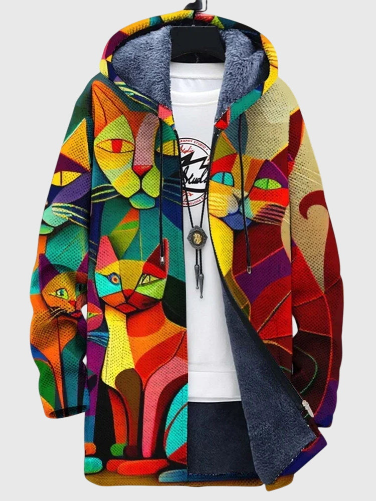 Rowan Hastings | Veste pour homme à imprimé artistique et capuche doublée en polaire