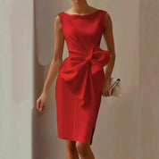 Vivienne Lacroix | Bow Detail Midi Dress Sleeveless Elegance