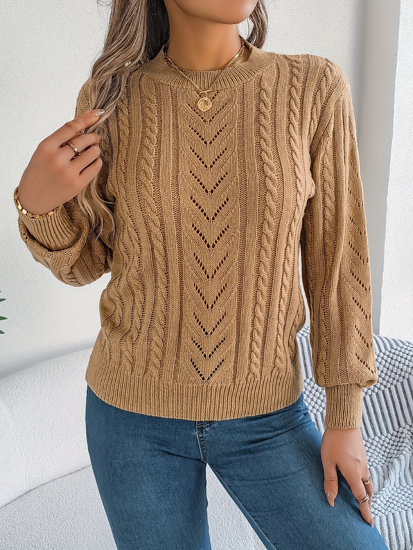 Eleanor Davies | Cable-Knit Textured Sweater