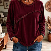 Freya Hughes | Tassel Trim Velvet Top