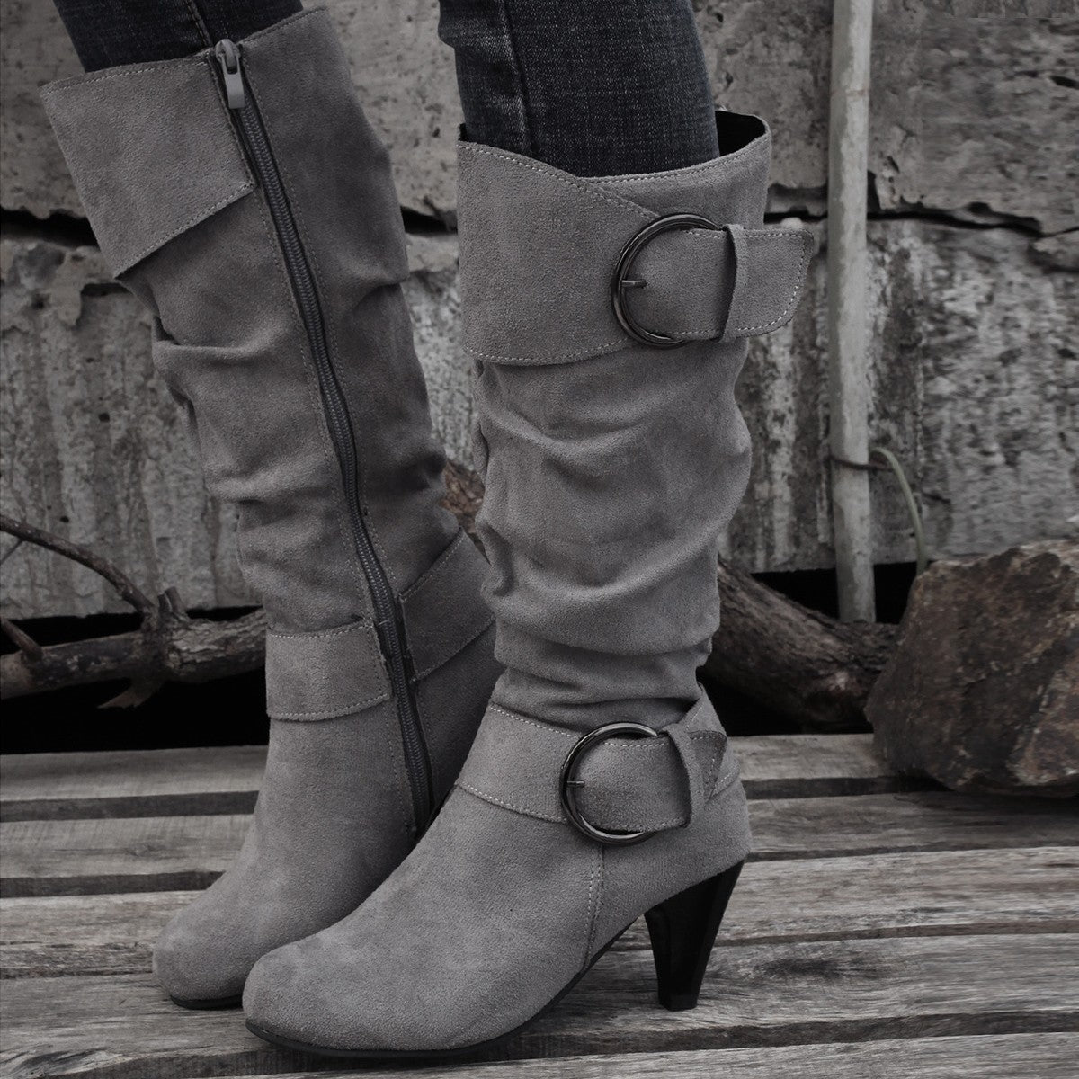 Beatrice Turner | Bottes montantes à boucle en daim