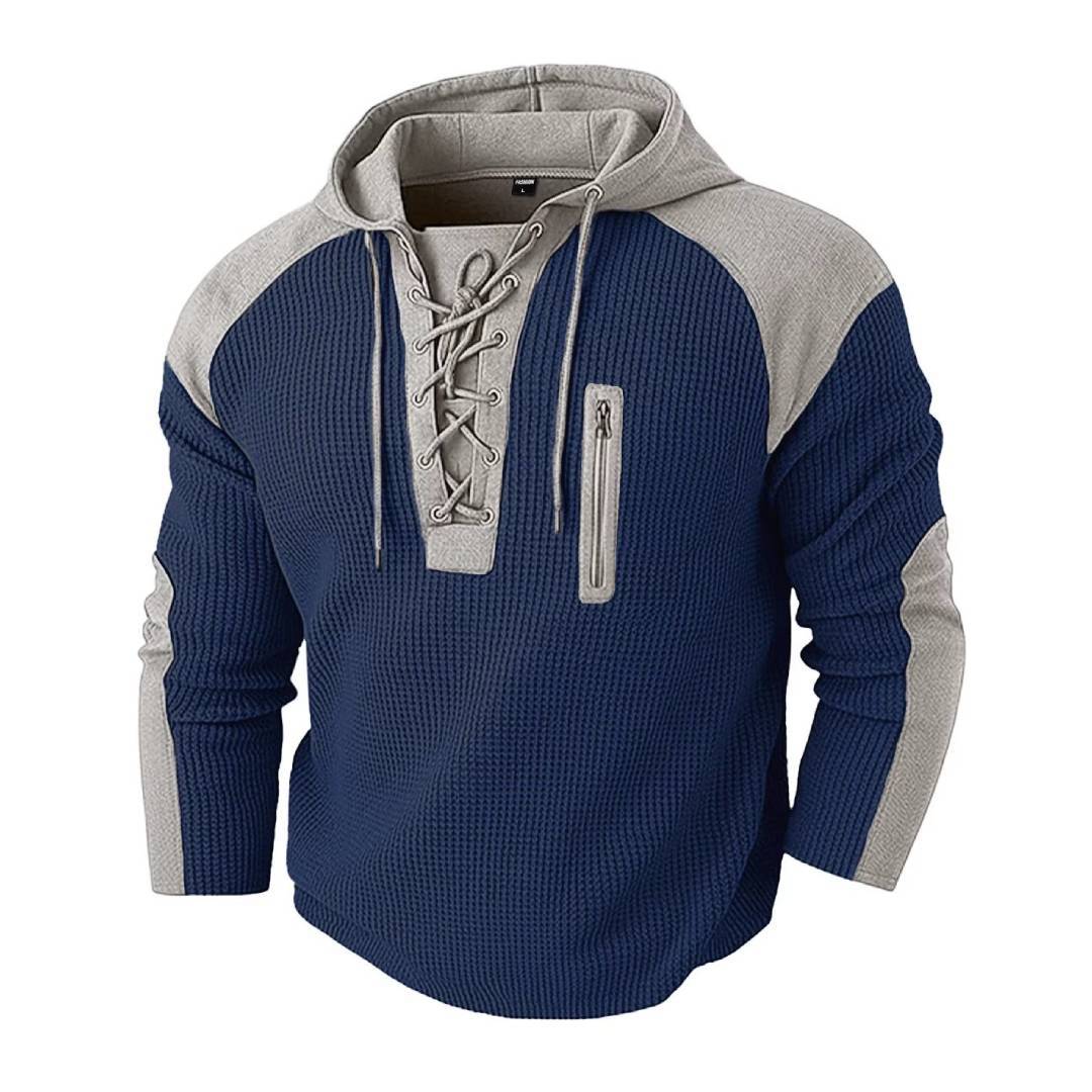 Michael Sinclair | Waffle-Knit Lace-Up Hoodie