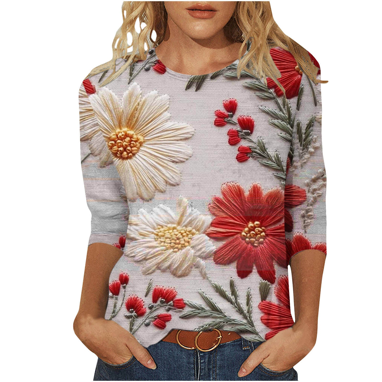 Rosie Fairbank | T-shirt z kwiatowym nadrukiem 3D