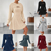 Emily Jones | Hooded Ribbed Knit Mini Dress Set