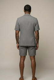 Elliot Barnes | Men's Houndstooth Check Two-Piece Set – Short Sleeve Blazer & Shorts