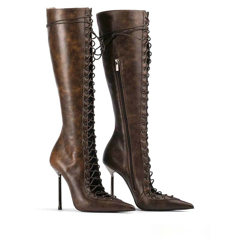 Penelope Clarke | Bottes montantes à talon aiguille et lacets