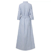 Rosalind Fairweather | Robe longue portefeuille rayée à nouer