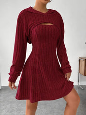 Emily Jones | Hooded Ribbed Knit Mini Dress Set