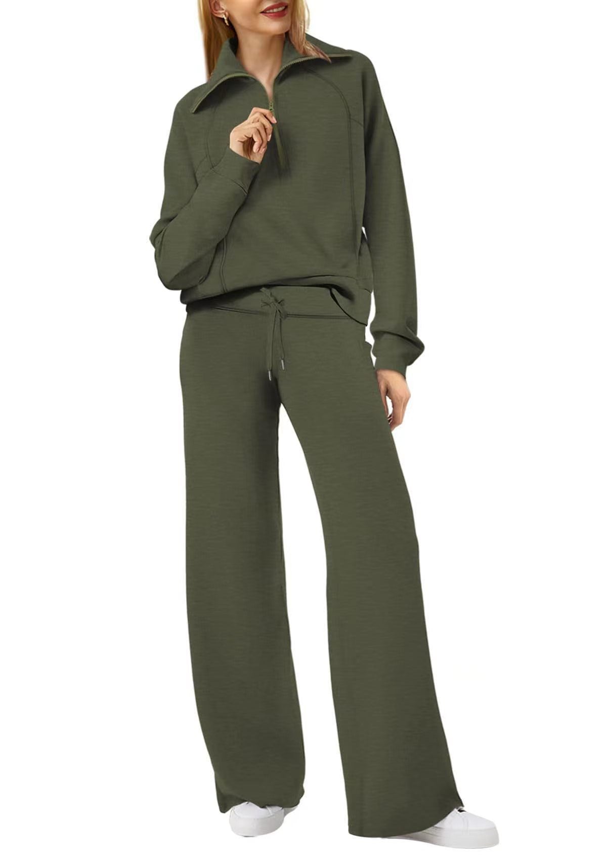 Emma Jones | Half-Zip Ribbed Loungewear Set
