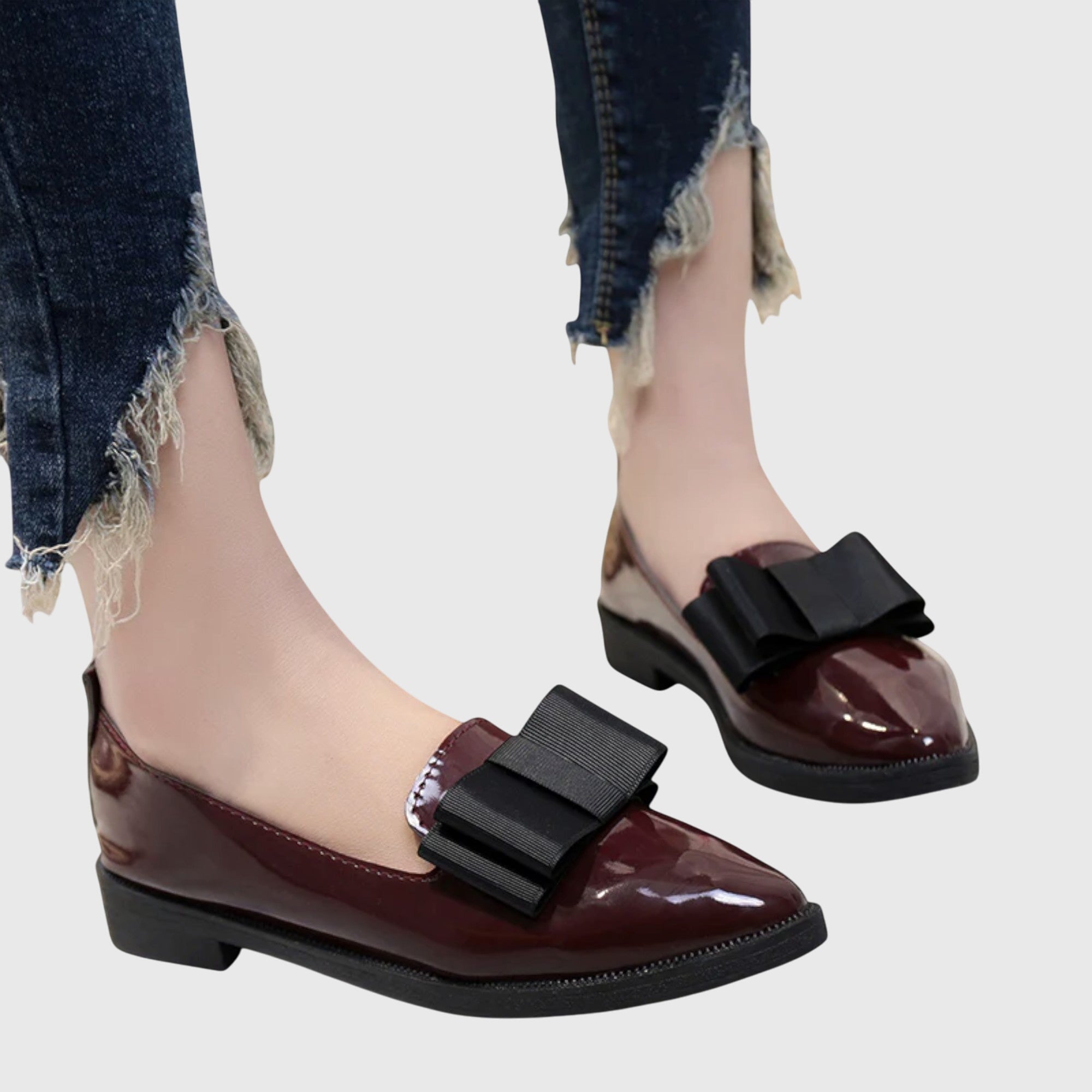 Margot Ashcombe | Patent Leather Loafers With Bow Detail