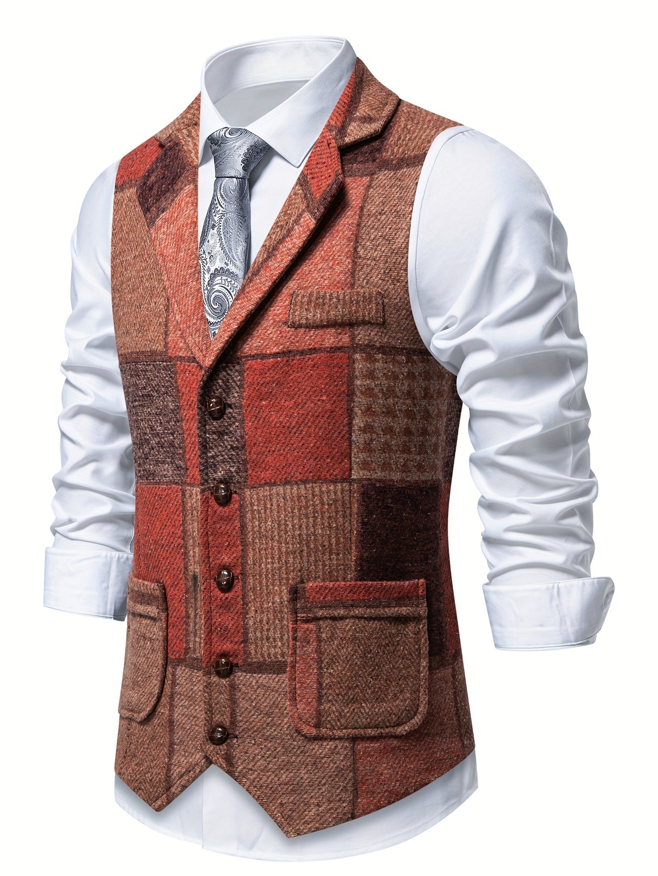 Clarence Whitby | Patchwork Tweed Waistcoat with Herringbone Detail