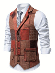 Clarence Whitby | Patchwork Tweed Waistcoat with Herringbone Detail