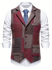 Clarence Whitby | Patchwork Tweed Waistcoat with Herringbone Detail