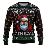 Merry Buck | Pull de Noël noir à imprimé Père Noël dansant pour homme