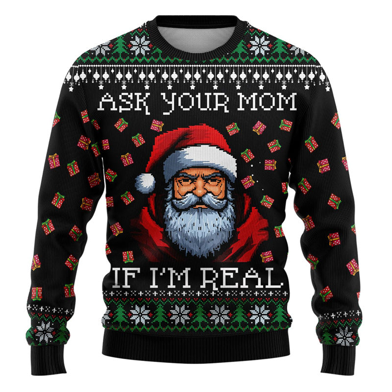 Merry Buck | Pull de Noël noir à imprimé Père Noël dansant pour homme