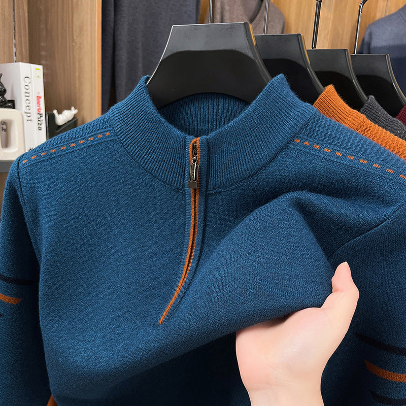 Michael Boswell | Pull à col roulé en maille épaisse et demi-zip