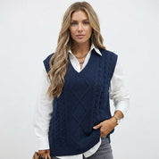 Beatrice Turner | Cable Knit V-Neck Sweater Vest