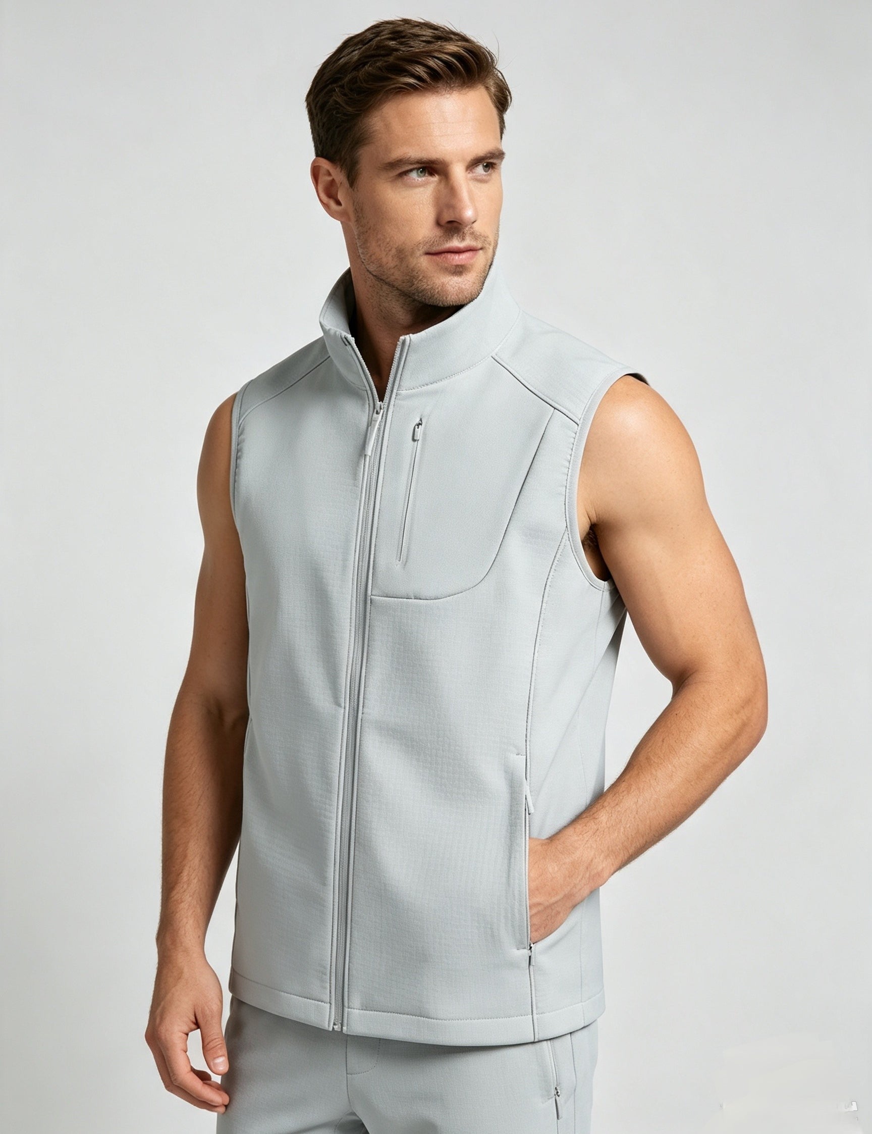 Freya Stanton | Fleece-Lined Softshell Vest in Matcha Green