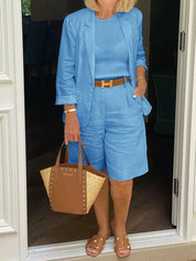 Charlotte Devereux | Effortless Linen Blazer & Shorts Set For Women